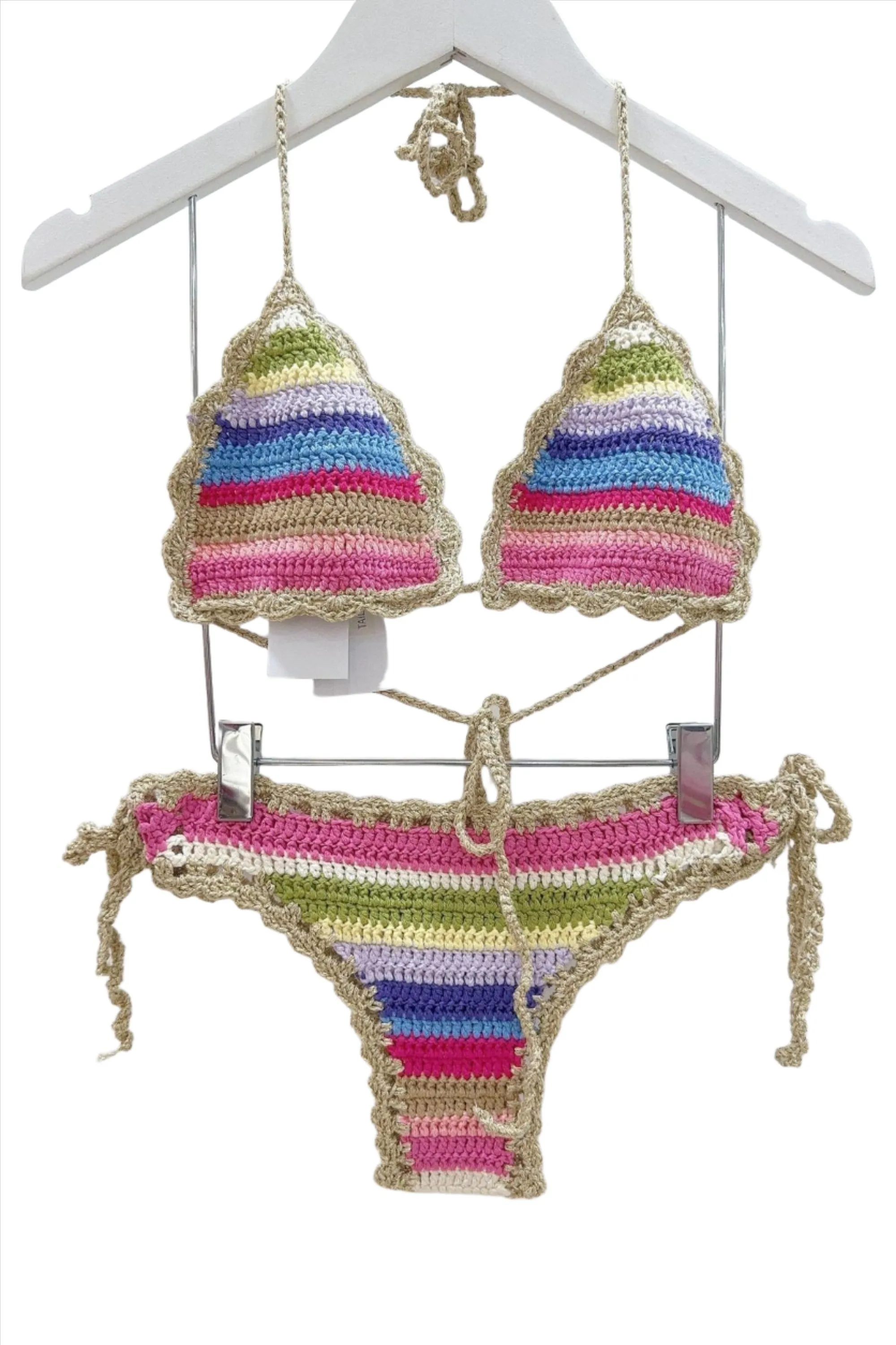 Clever Alice Striped Crochet Bikini