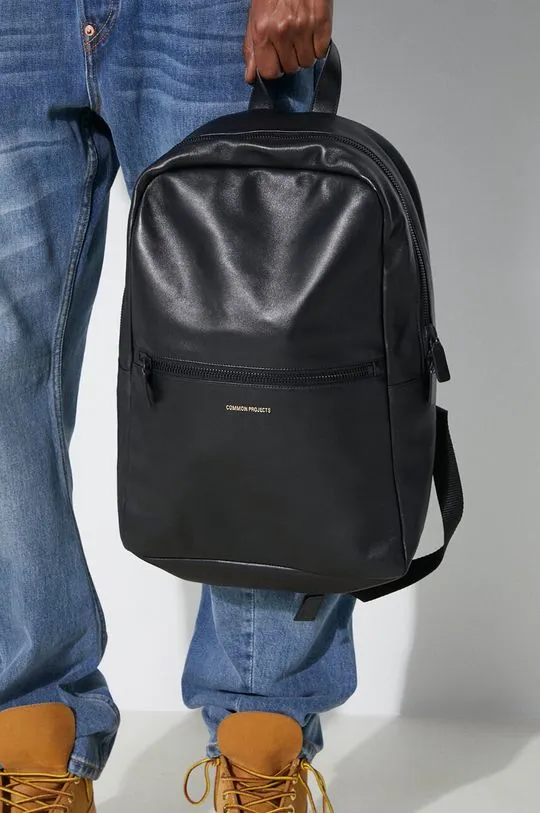 Common Projects leather backpack Simple Backpack black color smooth 9192