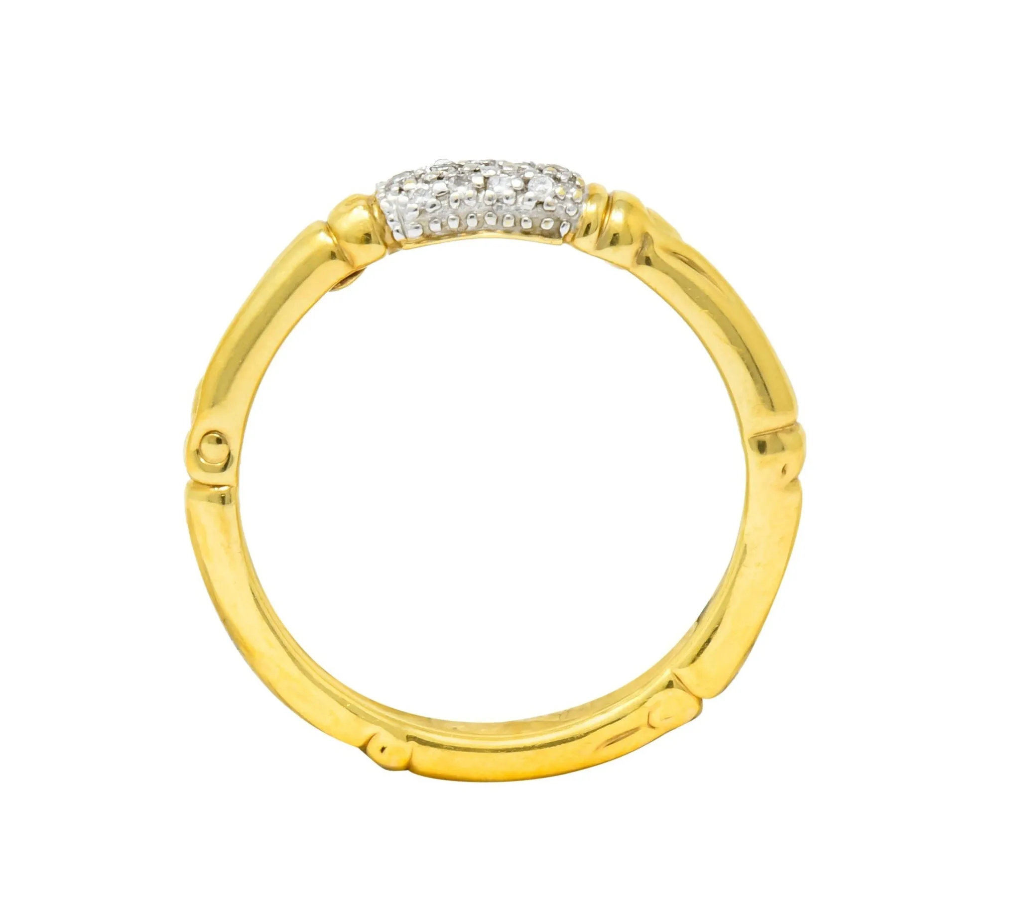 Contemporary John Hardy Pave Diamond 18 Karat Gold Bamboo Band Ring