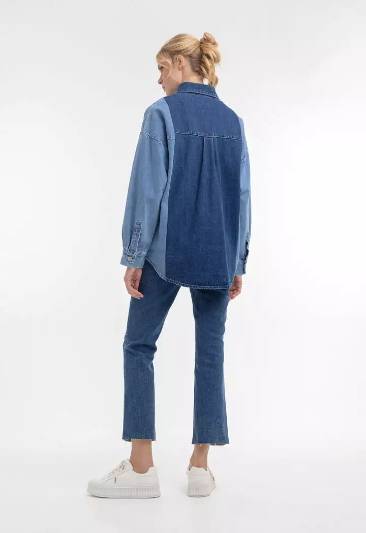 Contrast Denim Front Pocket Shirt