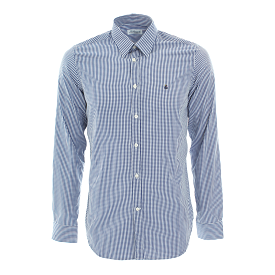 COTTON CHECK SHIRT NAVY/IVORY