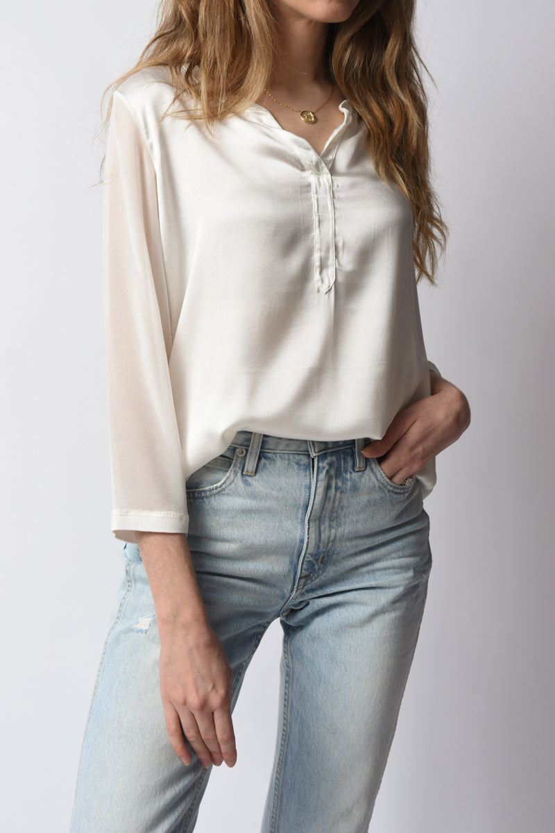 Cotton Silk Shirt in Chalk