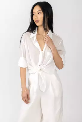 Cotton Silk Voile Shirt in White