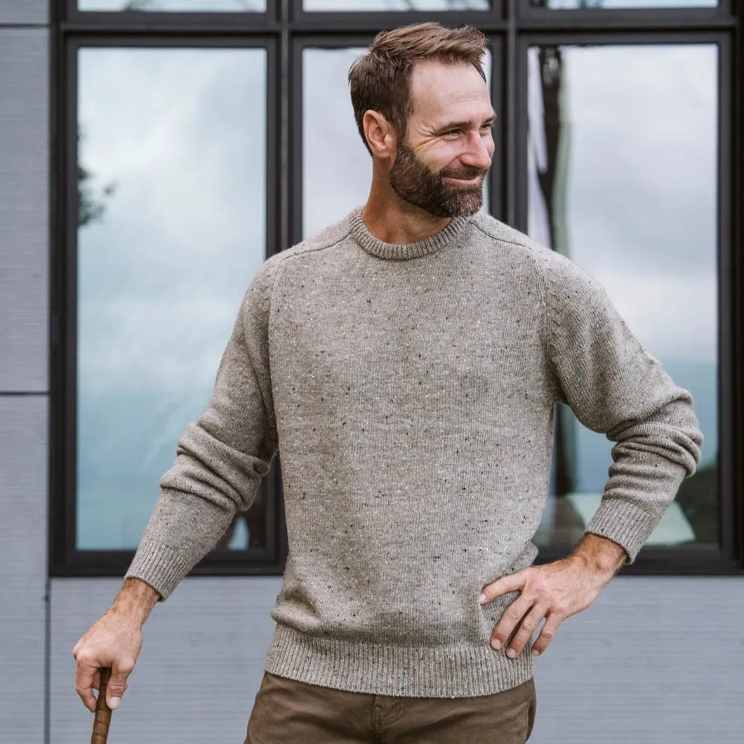 Crewneck Wool Sweater | Wood Fleck