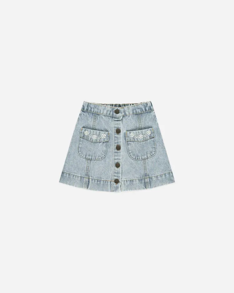 Denim Mini Skirt || Light Washed Denim