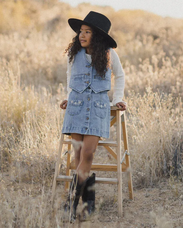 Denim Mini Skirt || Light Washed Denim