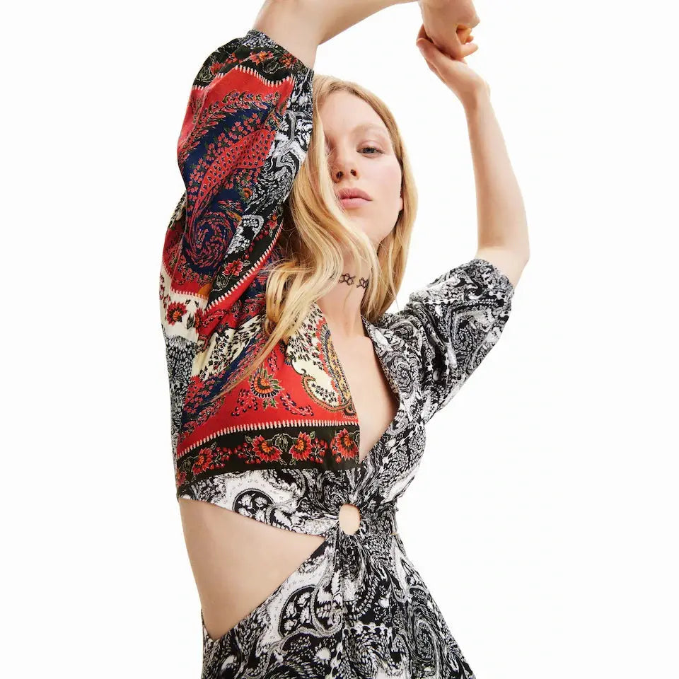 Desigual Long Paisley Cut-Out Dress