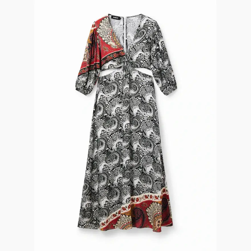 Desigual Long Paisley Cut-Out Dress