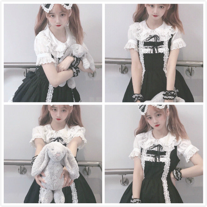 Double layer doll collar short sleeves shirt