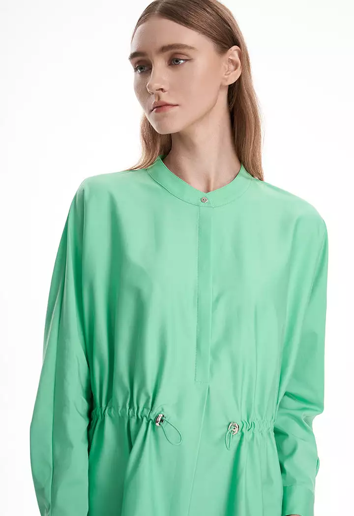 Elastic Drawstring Solid Shirt