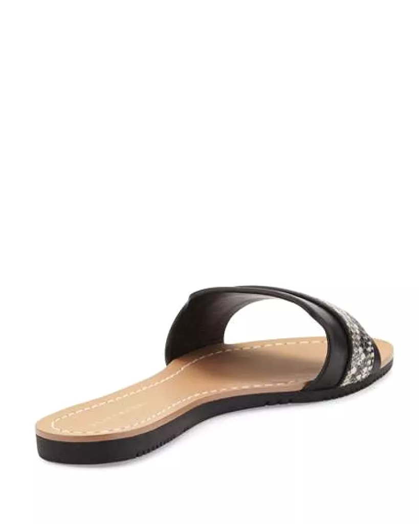 ELIE TAHARI  Women's Negril •Black/White• Leather Slide Sandal