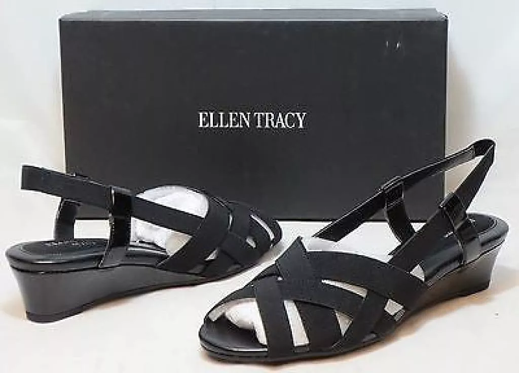 ELLEN TRACY Women's Jonas Sandal - Black Patent -  8M