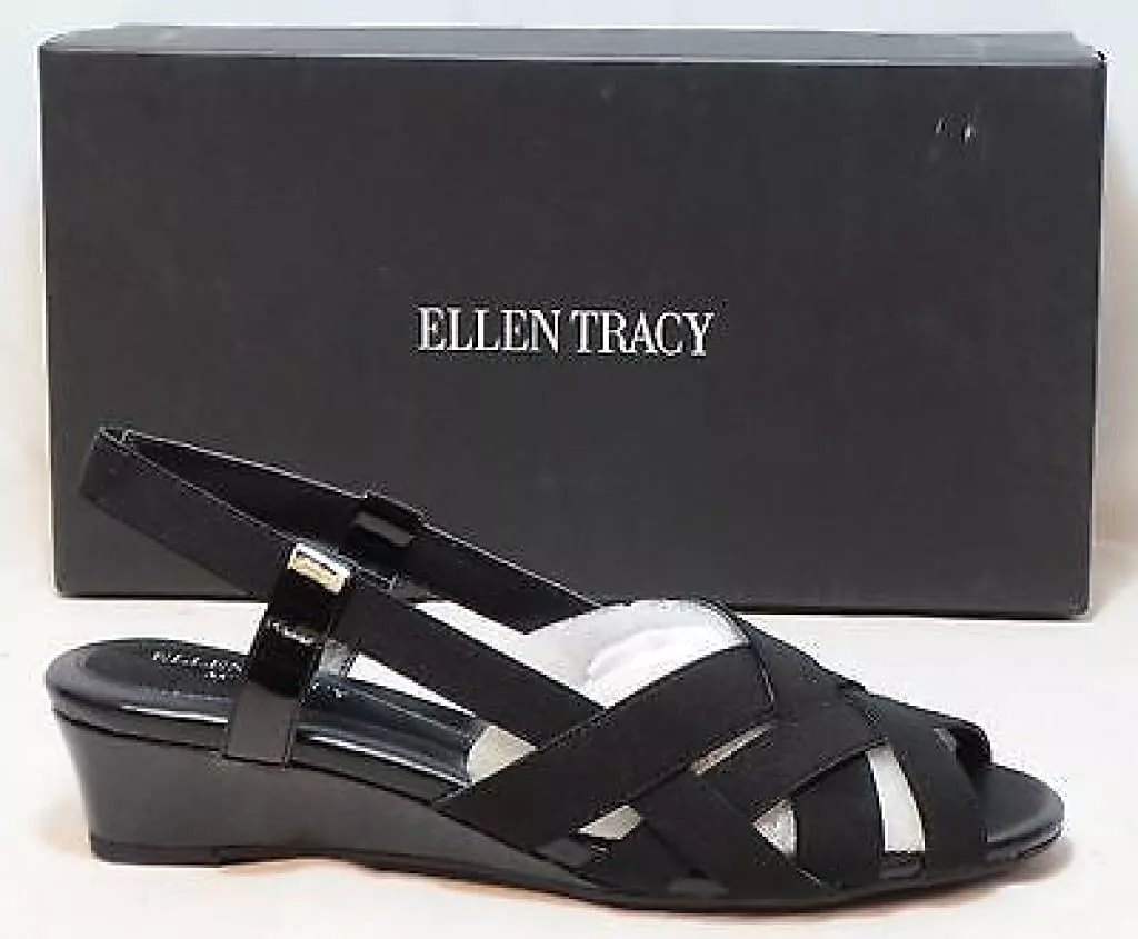 ELLEN TRACY Women's Jonas Sandal - Black Patent -  8M