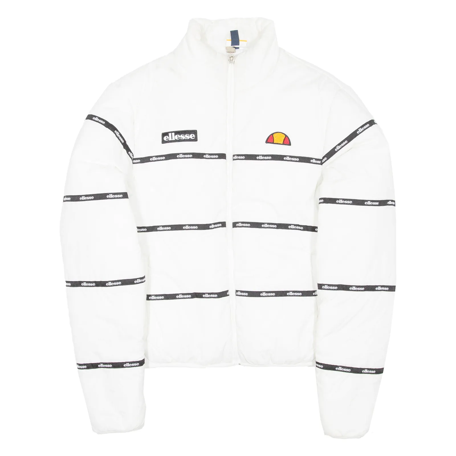 ELLESSE Cropped Womens Puffer Jacket White Striped UK 6