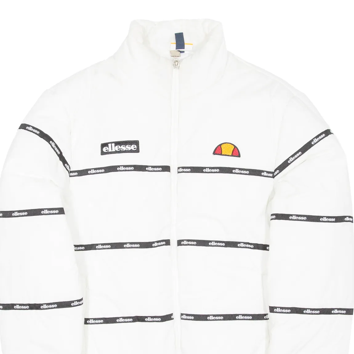 ELLESSE Cropped Womens Puffer Jacket White Striped UK 6