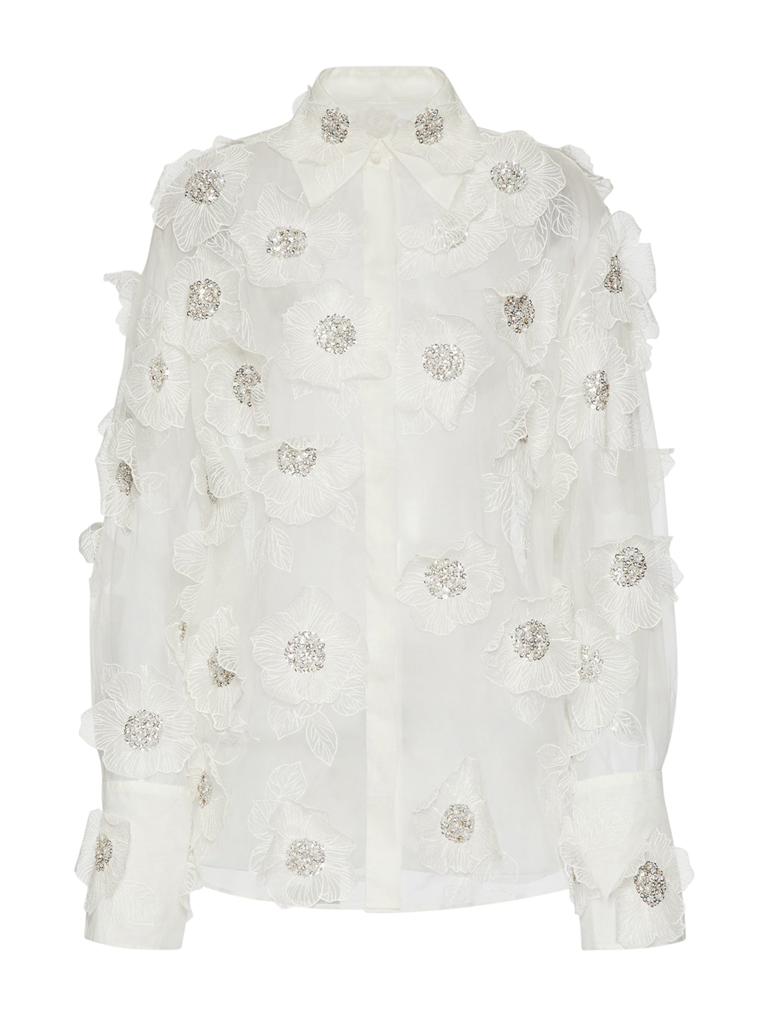 embroidered organza shirt