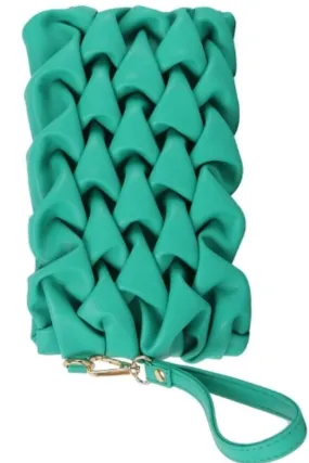 Emerald Tufted Fashion Clutch Wristlet