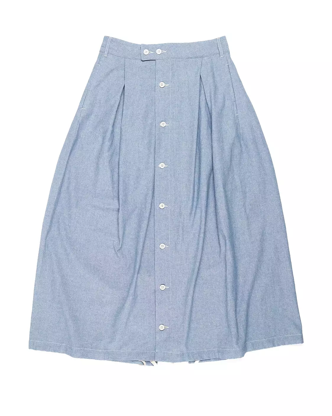 Engineered Garments Blue Chambray Tuck Skirt