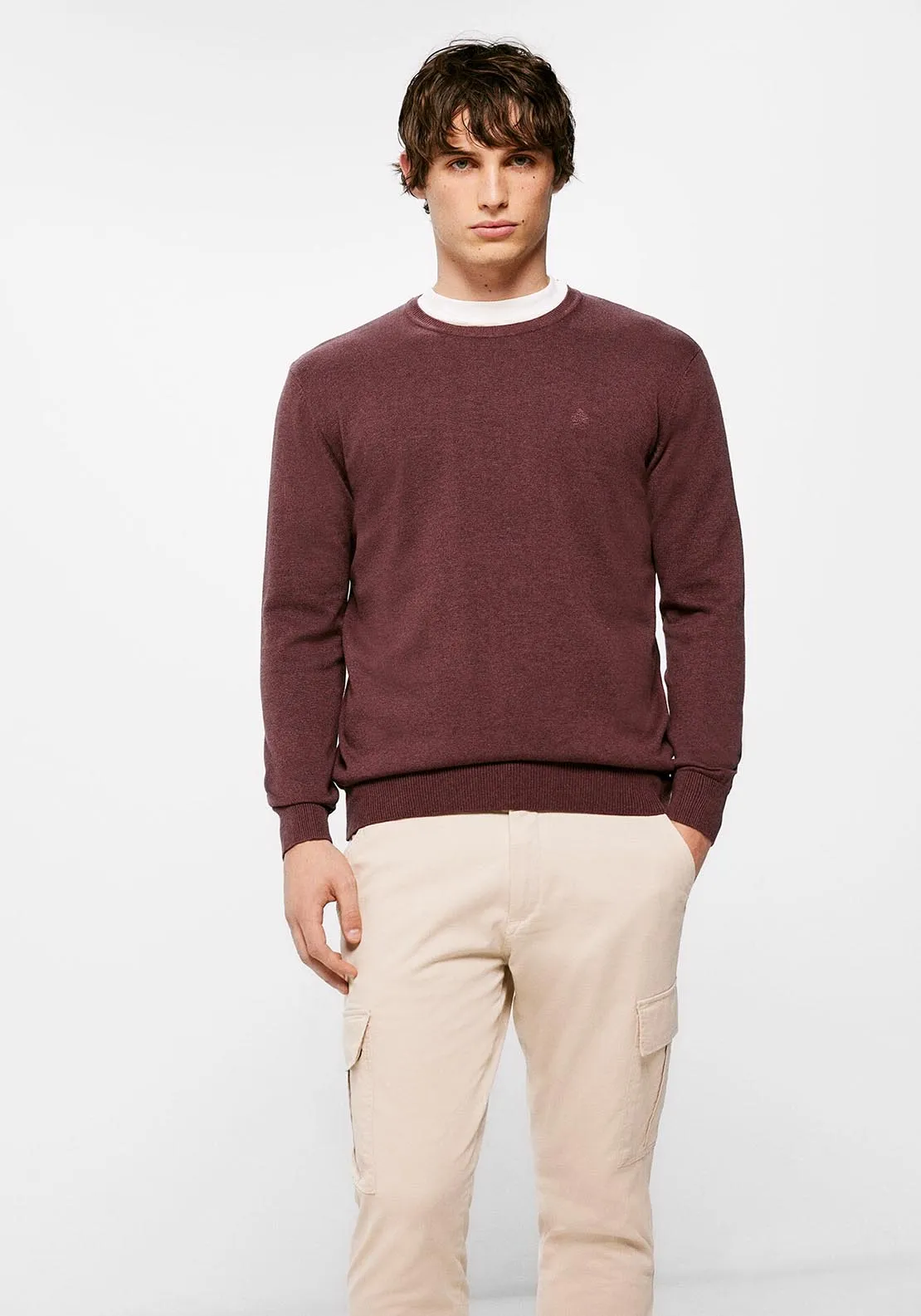 Essential jumper with elbow patches - Wine