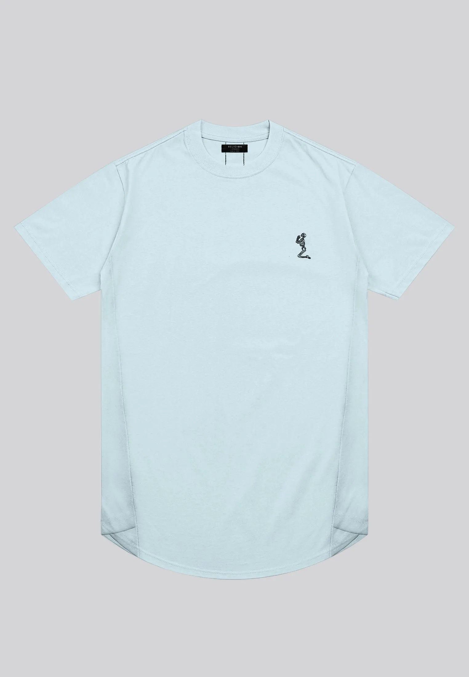 ESSENTIAL SWAG CURVED HEM PALE BLUE T-SHIRT