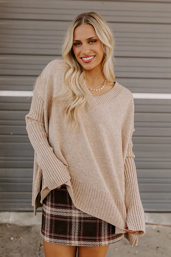 Falling Leaves Knit Sweater in Iced Latte