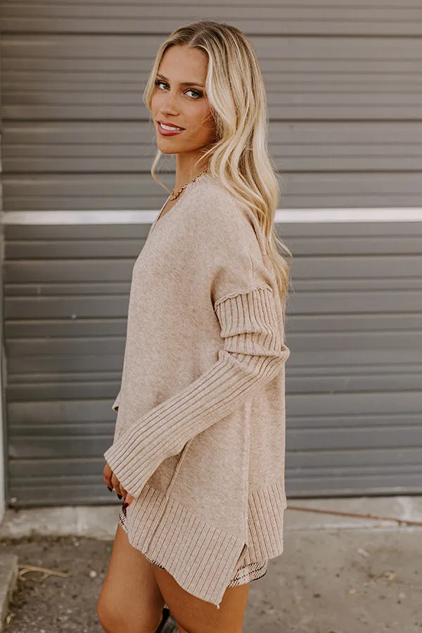 Falling Leaves Knit Sweater in Iced Latte