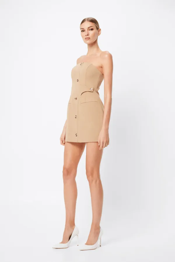 Gilded Mini Dress Camel