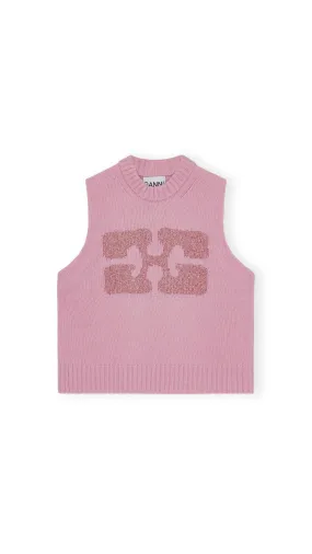 Graphic Wool Mix Vest - Pink