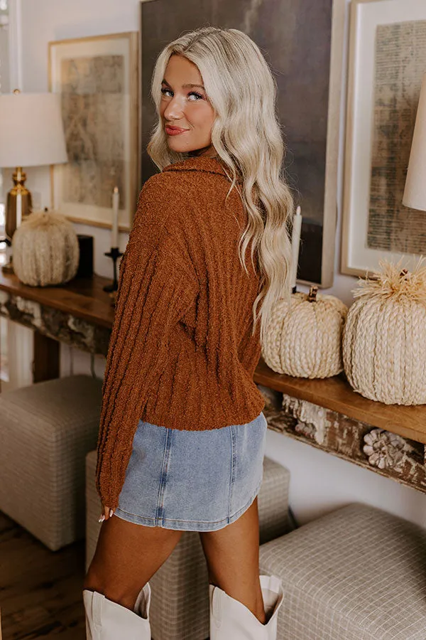 Harvest Hues Knit Sweater Top in Cinnamon