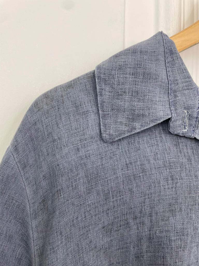 High Low Linen Mix Shirt - Denim