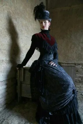 High Neck Victorian Long Sleeve Lace Vintge Gothic Evening Dress