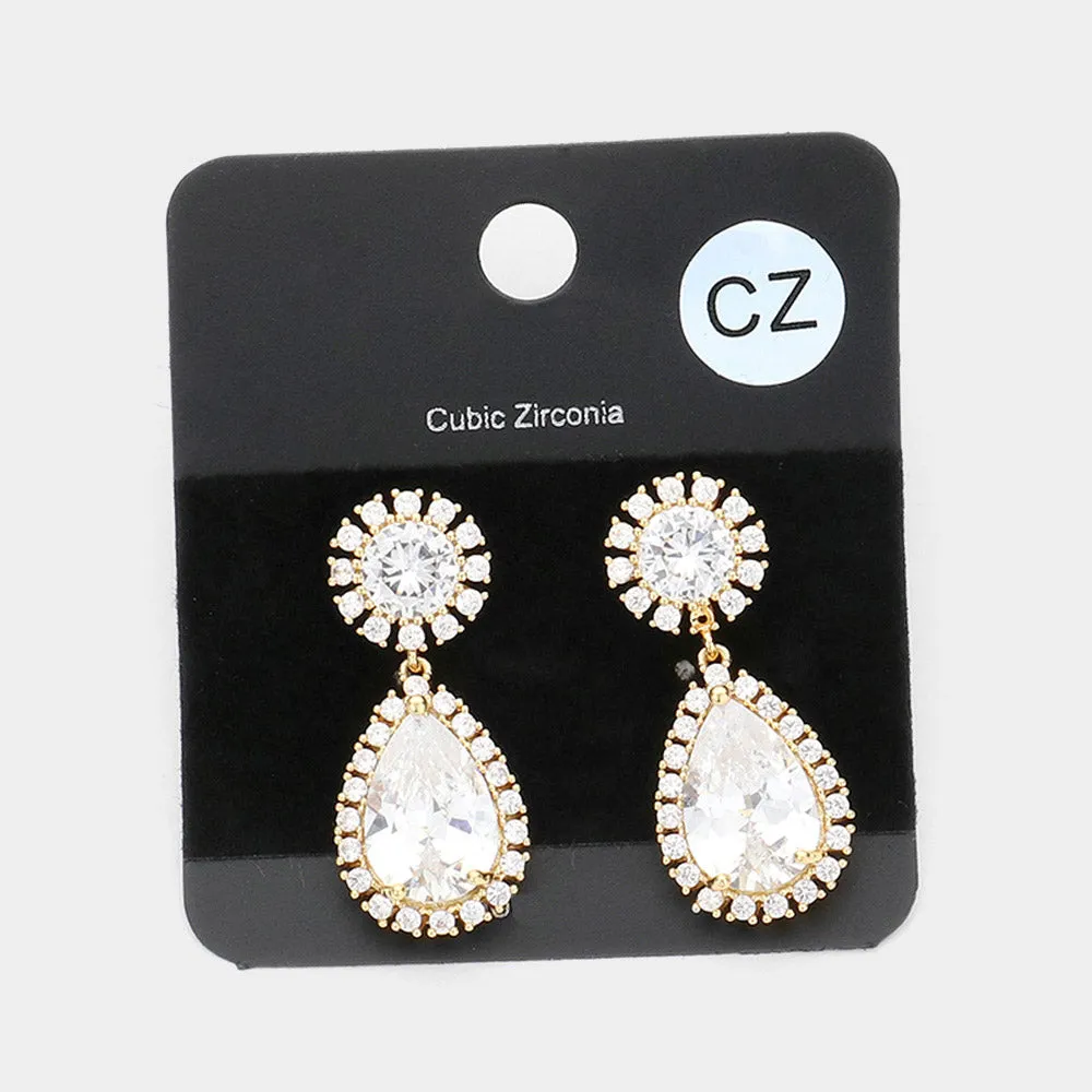 iLLASPARKZ CZ Teardrop Stone Dangle Evening Earrings