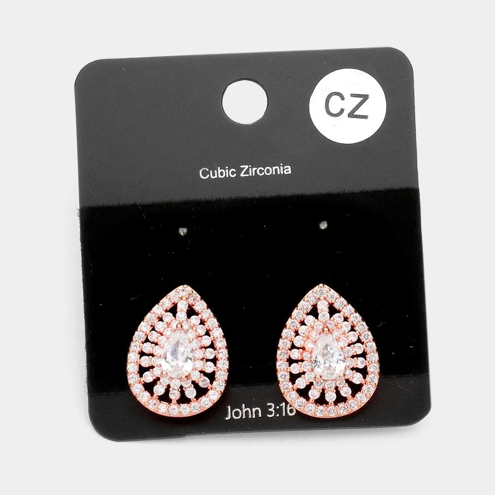 iLLASPARKZ CZ Teardrop Stud Evening Earrings