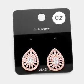 iLLASPARKZ CZ Teardrop Stud Evening Earrings