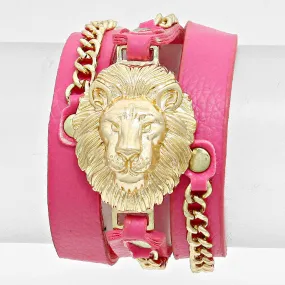 iLLASPARKZ Lion Accented Leather Band Bracelet