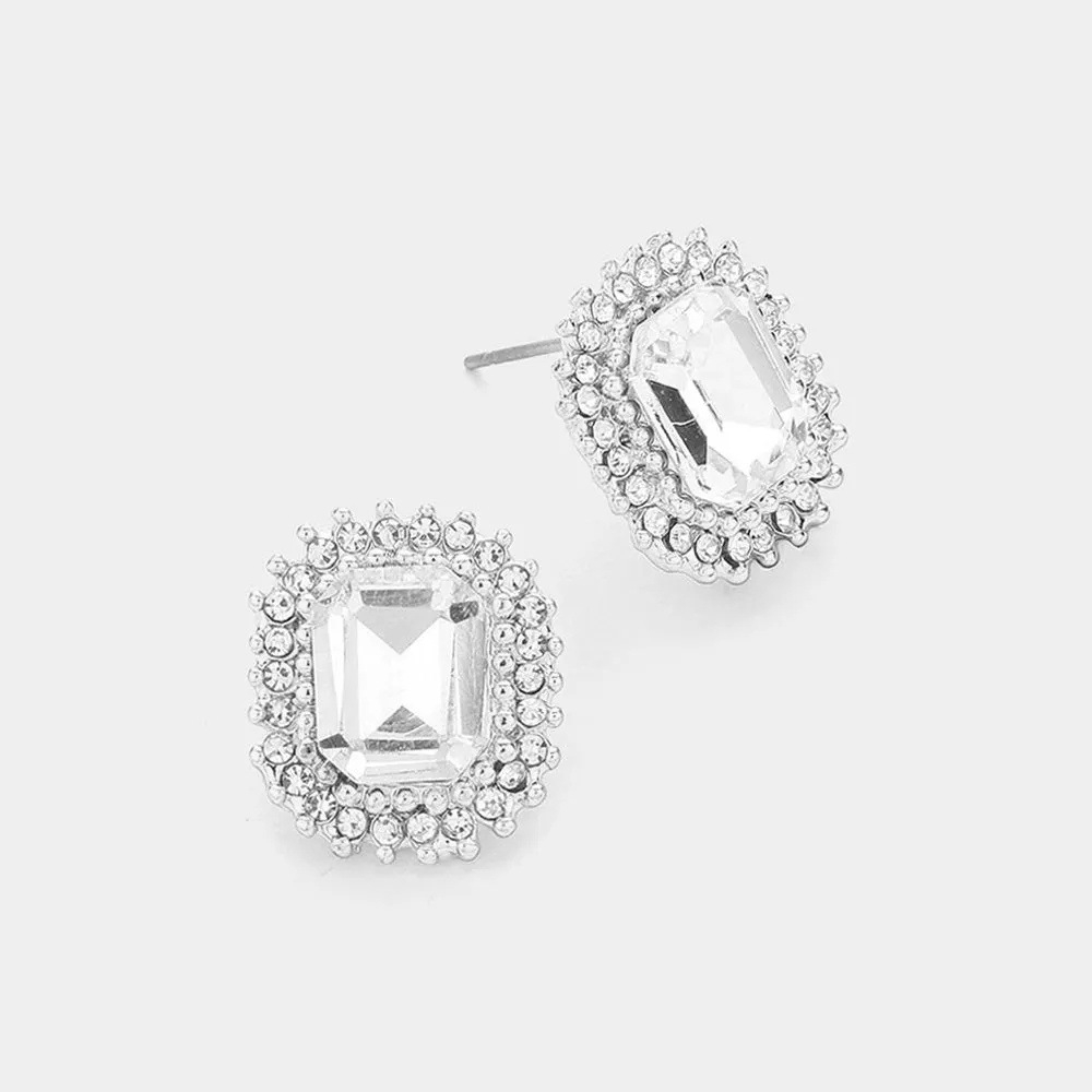 iLLASPARKZ Rectangle Stone Stud Evening Earrings