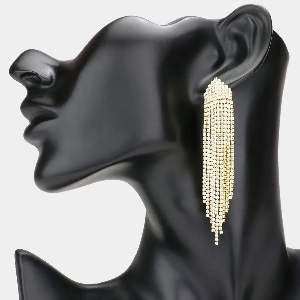 iLLASPARKZ Rhinestone Fringe Dangle Evening Earrings