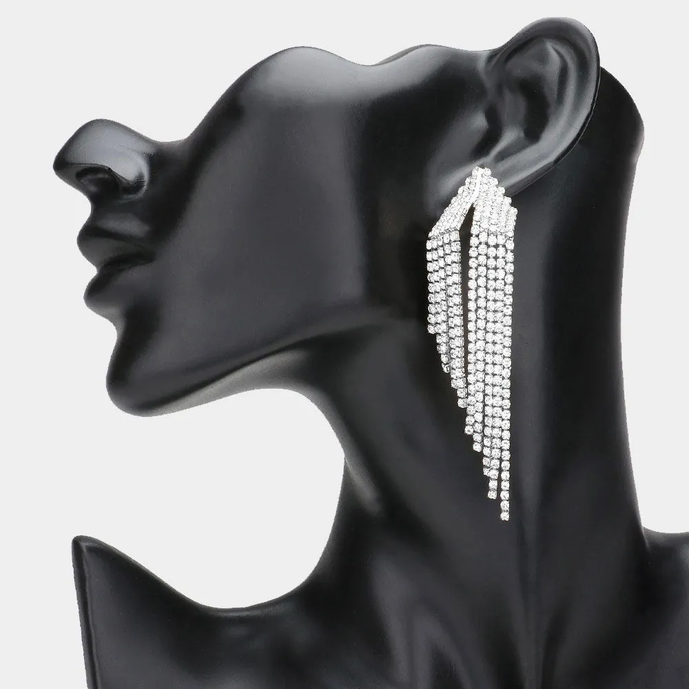 iLLASPARKZ Rhinestone Paved Fringe Evening Earrings