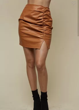 In A Ruche Leather Skirt