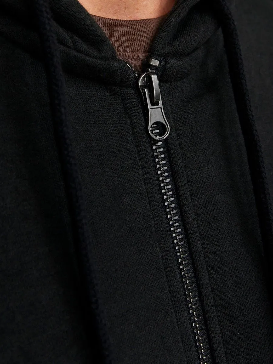 Jack & Jones Basic Zip Up Hooded Sweatshirts Black