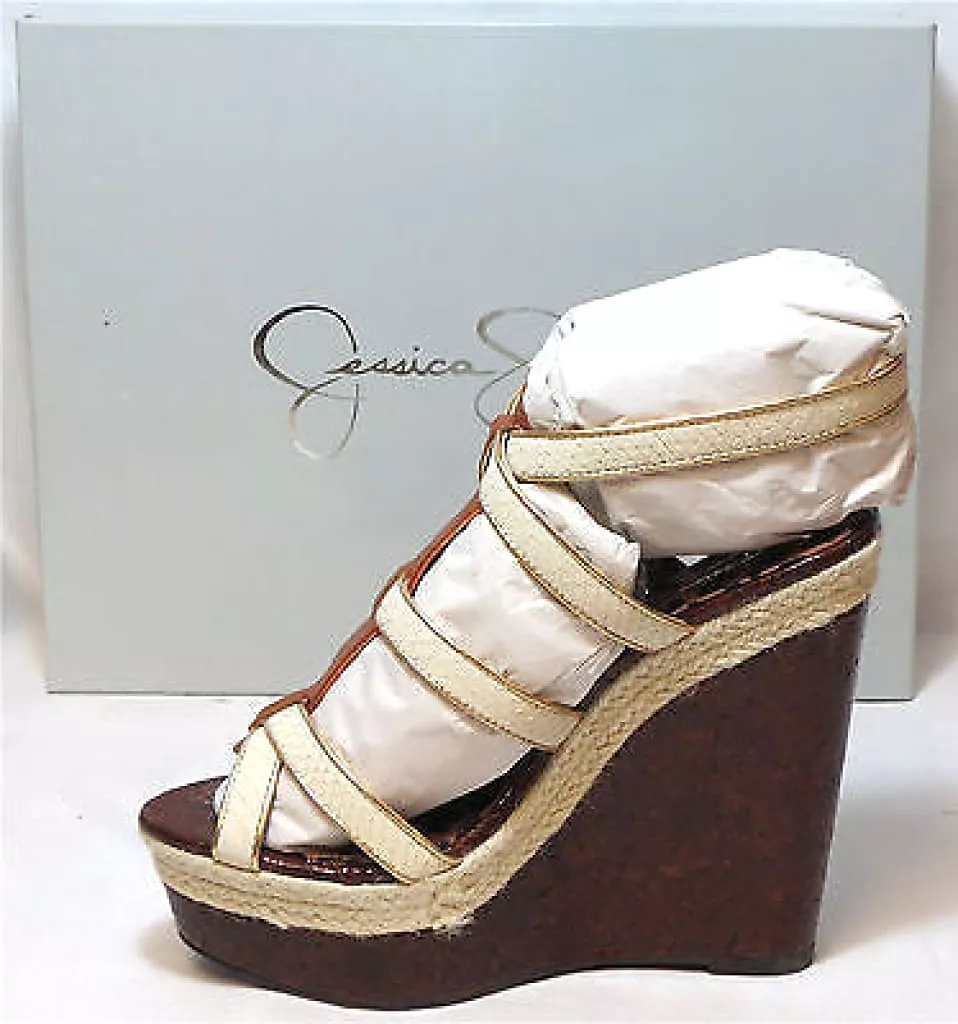 JESSICA SIMPSON Women's •Ginny• Wedge Sandal - White/Multi