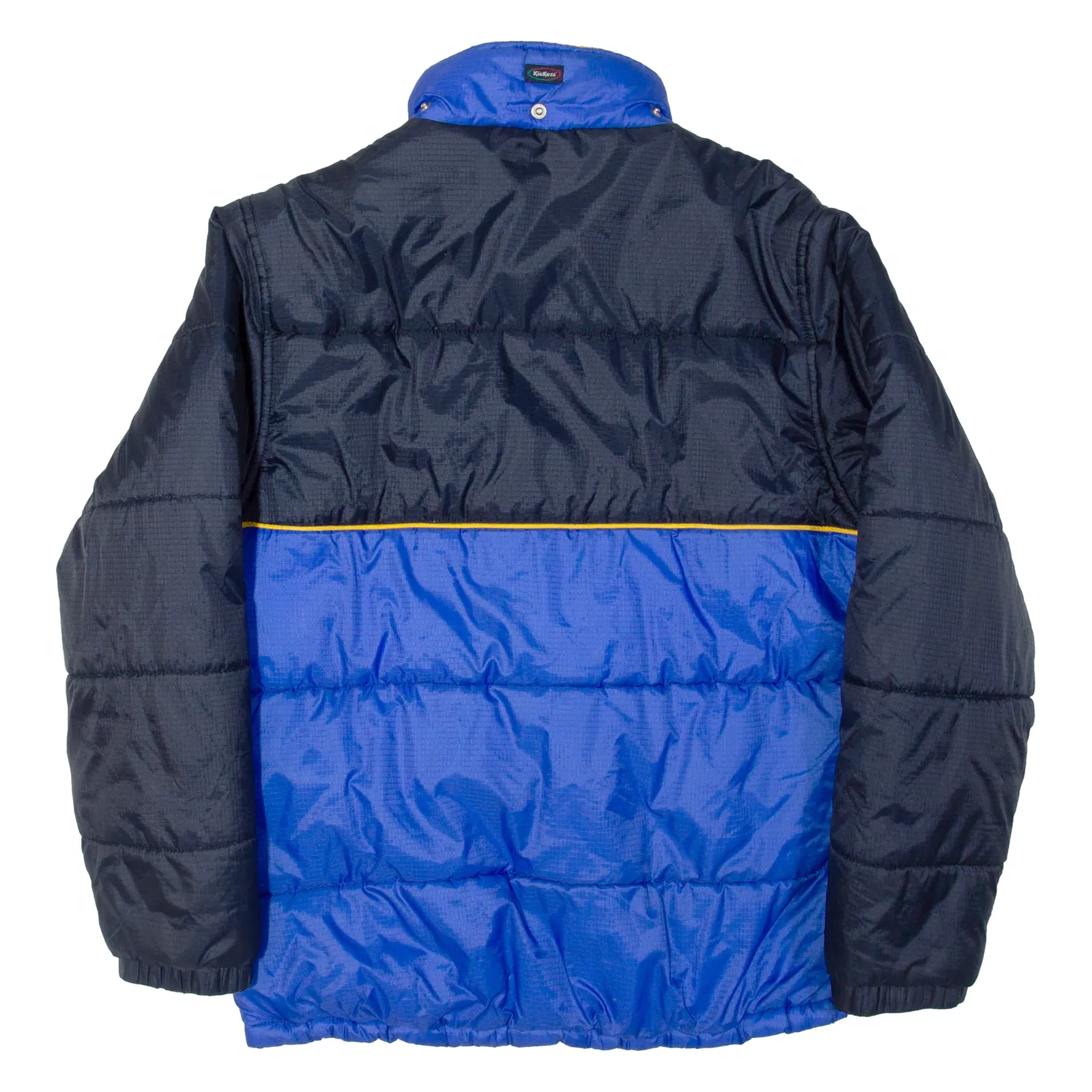 KICKERS Mens Puffer Jacket Blue Nylon Colourblock L