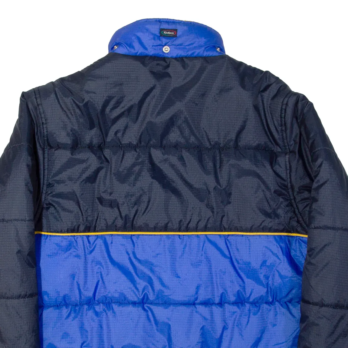 KICKERS Mens Puffer Jacket Blue Nylon Colourblock L