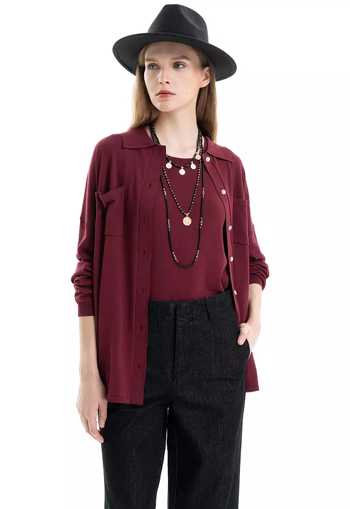 Knitted Button Down Solid Shirt