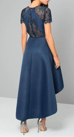 Lace Navy Dip Hem Dress