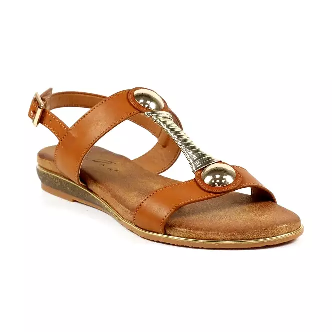 Ladies Lunar RENOIR T-Bar  Sandal Tan Tempo Soft