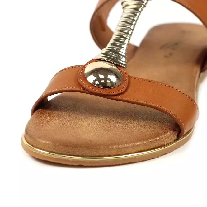 Ladies Lunar RENOIR T-Bar  Sandal Tan Tempo Soft