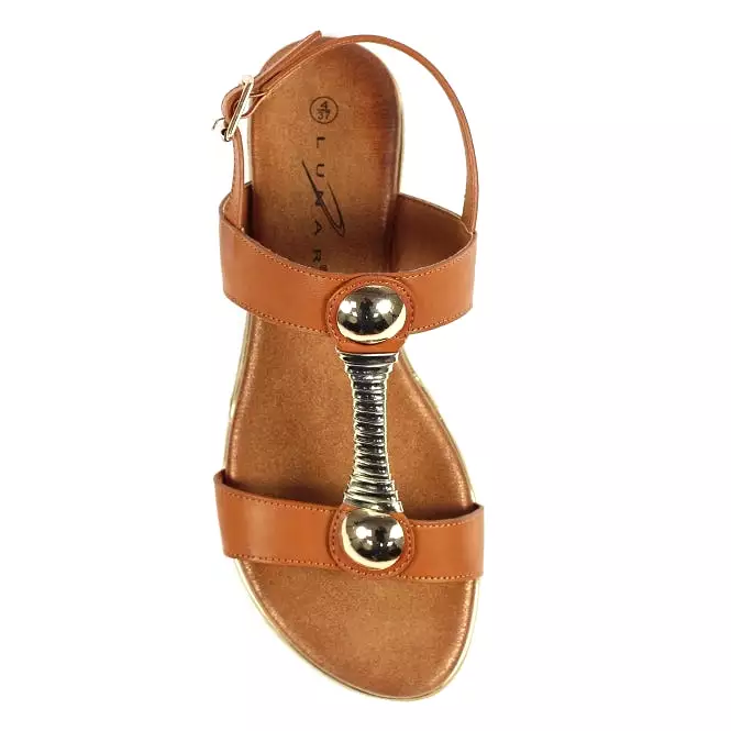 Ladies Lunar RENOIR T-Bar  Sandal Tan Tempo Soft