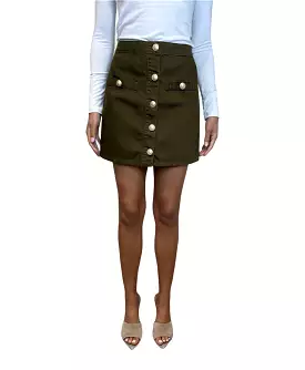 L’agence - Kris Button Front Mini Skirt - Olive Grove