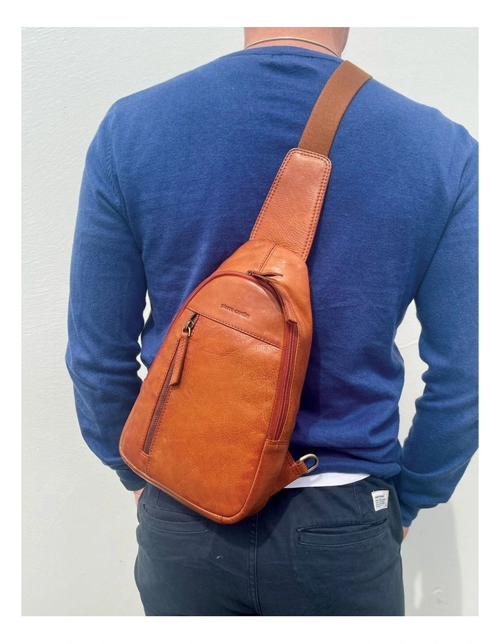 Leather Sling Bag in Cognac